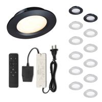 Set LED-inbouwspot met afstandsbediening Modena zwart 3W dimbaar 1-12 stuks - thumbnail