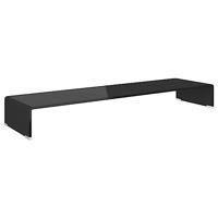 TV-meubel/monitorverhoger zwart 110x30x13 cm glas - thumbnail