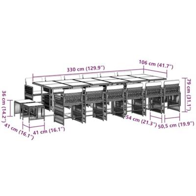 17-delige Tuinset met kussens poly rattan zwart