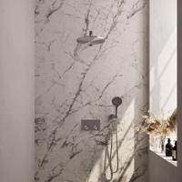 Thermostatische Inbouw Regendouche Brauer Brushed Edition Met Drukknoppen SET 56 Met 30 cm Douchekop En Rechte Muurarm En 3-Standen Handdouche En - thumbnail