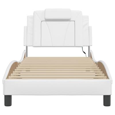 Bedframe met LED-verlichting kunstleer wit 80x200 cm - thumbnail