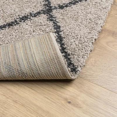 Vloerkleed shaggy hoogpolig modern 120x170cm beige en antraciet