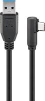 USB 3.2 GEN 1 (USB3.0) Aansluitkabel - USB-C naar USB-A - 5Gbit/s - USB adapter - OTG kabel - haaks - 0.5m - Zwart - thumbnail