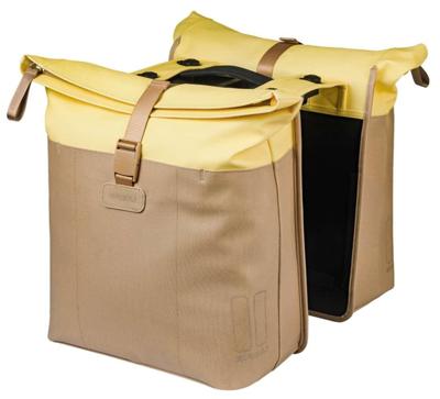 Dubbele fietstas Basil Vive MIK 28-35L 14 x 30 x 38 cm - zand/geel
