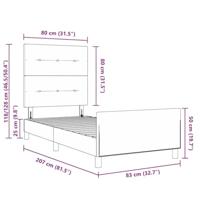 Bedframe met hoofdeinde Lichtgrijs 80 x 200 cm Fluweel - thumbnail