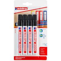 Edding Permanentmarker 4-3000-4-1001 Permanent marker Zwart Watervast: Ja - thumbnail