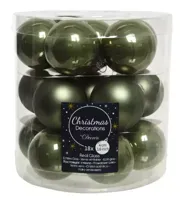 Decoris kerstballen glas mos groen 4cm 18st - thumbnail