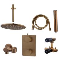 Wiesbaden Inbouw Regendouche Set 15 Caral Rechthoek Plafonduitloop Geborsteld Brons Koper - thumbnail