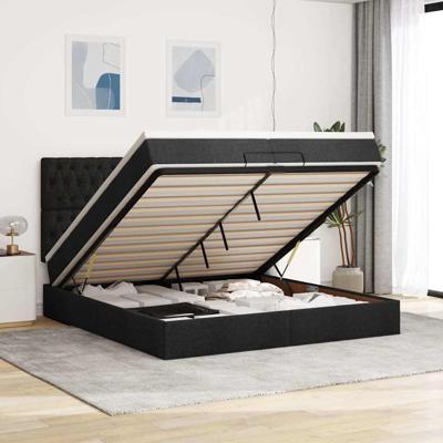 Ottoman bed met matrassen 200x200cm stof zwart