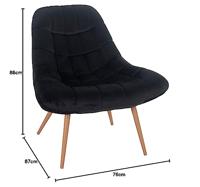 Artistiq Fauteuil 'Jurre' Velvet, kleur Zwart - thumbnail