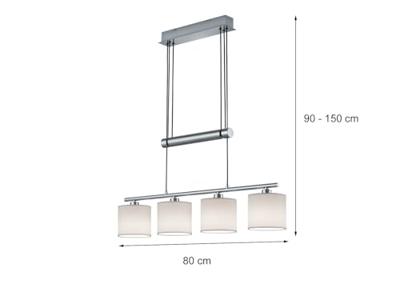 Trio HanglampGarda 4-lichts nikkel mat met wit - 305400401