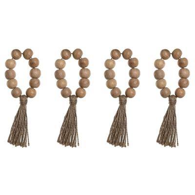 Servetring Home ESPRIT Natuurlijk Jute Acacia Macramé 7,5 x 2 x 7,5 cm 4 Onderdelen