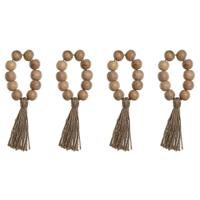 Servetring Home ESPRIT Natuurlijk Jute Acacia Macramé 7,5 x 2 x 7,5 cm 4 Onderdelen - thumbnail