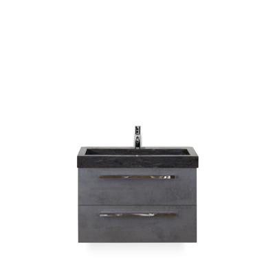 Seville Badmeubelset 80 cm - Beton Antraciet - Wastafel Hardsteen Wit Lucca