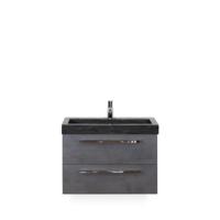 Seville Badmeubelset 80 cm - Beton Antraciet - Wastafel Hardsteen Wit Lucca - thumbnail