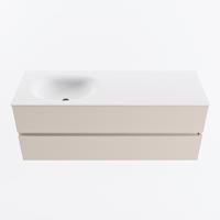 MONDIAZ VICA 130cm badmeubel onderkast Linen 2 lades. Wastafel MOON links zonder kraangat, kleur Talc. - thumbnail