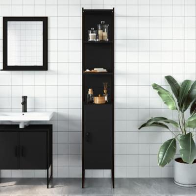 Badkamerkast 33x33x185,5 cm bewerkt hout zwart