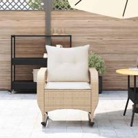 Tuinschommelstoel met kussens poly rattan beige - thumbnail