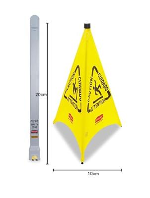 Waarschuwingskegel rubbermaid driezijdig 76cm geel