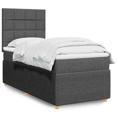 Boxspring met matras stof donkergrijs 90x190 cm