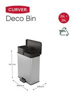 Curver Deco bin slim 254619 Afvalbak 52 l (b x h x d) 486 x 615 x 284 mm Zilver, Zwart 1 stuk(s) - thumbnail