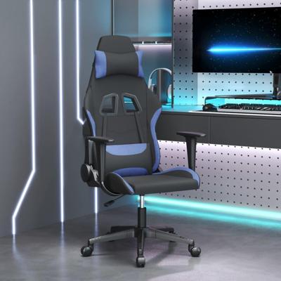Massage gamestoel stof zwart en blauw Massage gamestoel stof zwart en blauw