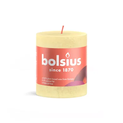 Bolsius stompkaars rustiek butter yellow 8 cm 7 cm