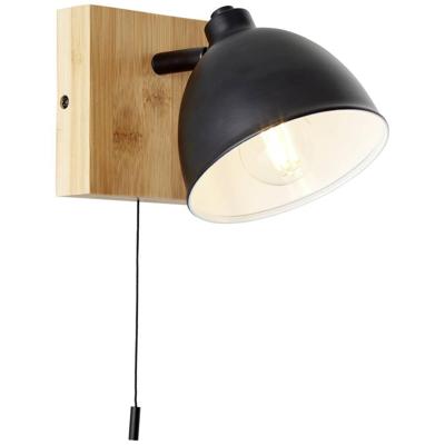 Brilliant Wandlamp Celia zwart met bamboe 99793/06