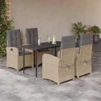 5-delige Tuinset met kussens poly rattan gemengd beige - thumbnail