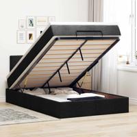 Ottoman bed met matras en LED's 160x200cm stof zwart - thumbnail