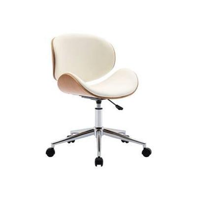 sweeek - Bureaustoel met wielen, gebogen hout en kunstlederen