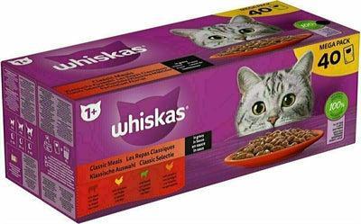 Whiskas 1+ Classic Selectie in saus natvoer kat multipack maaltijdzakjes 2 verpakkingen (80 x 85 g)