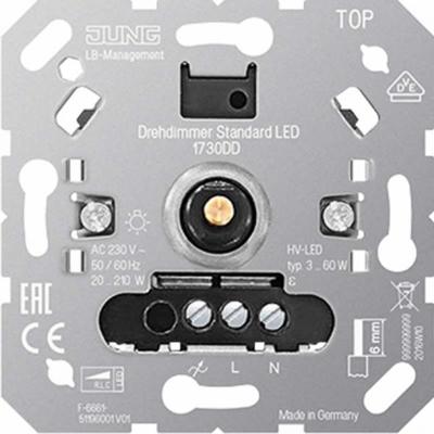 Jung universele dimmer 1730DD voor led 3-60W en overige 20-210W