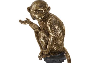 Decoratieve figuren DKD Home Decor Gouden Metaal Hars Koloniaal Aap (32 x 21 x 105 cm)