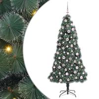 VidaXL Kunstkerstboom met verlichting en ballenset groen 180 cm pet - thumbnail