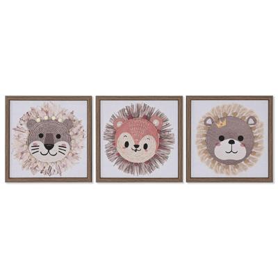 Canvas Home ESPRIT Wit Natuurlijk Kinderen dieren 30 x 2,6 x 30 cm (3 Stuks) Canvas Home ESPRIT Wit Natuurlijk Kinderen dieren 30 x 2,6 x 30 cm (3 Stuks)