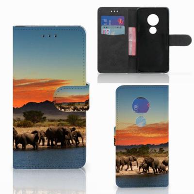 Motorola Moto G7 Play | Telefoonhoesje | Met pasjeshouder | Olifanten