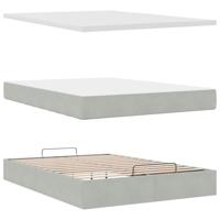 Ottoman bed met matras en LED's 140x200cm fluweel lichtgrijs - thumbnail