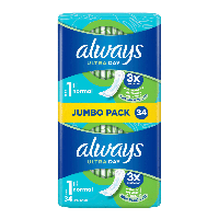 Always maandverband ultra normal (34 stuks) - thumbnail