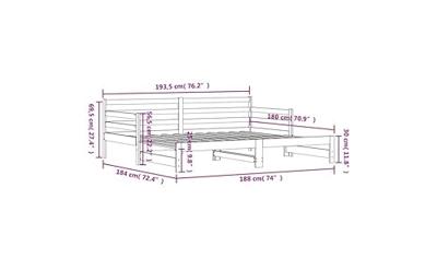 Slaapbank met onderschuifbed 90x190 cm massief grenenhout wit