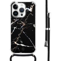 iPhone 14 Pro hoesje met koord - Marmer zwart - thumbnail