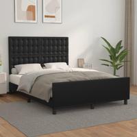 Bedframe met hoofdeind kunstleer zwart 140x190 cm - thumbnail