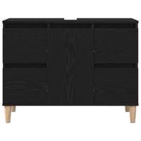 Badkamermeubelset 3 pcs Zwart 30 x 30 x 180 cm Bewerkt hout - thumbnail