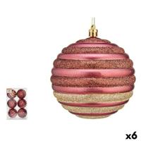 Set kerstballen Cirkels Roze Plastic 10 x 11 x 10 cm (6 Stuks) - thumbnail