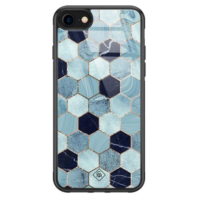 iPhone SE 2020 glazen hardcase - Blue cubes