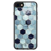 iPhone SE 2020 glazen hardcase - Blue cubes - thumbnail