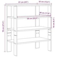 Schoenenrek 61x32x70 cm bewerkt hout grijs sonoma - thumbnail