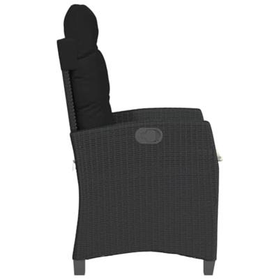 Tuinstoelen 2 st verstelbaar met kussens poly rattan zwart