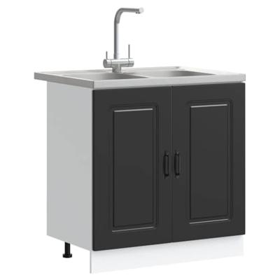Keukenkast Kalmar Zwart 80 x 46 x 81,5 cm Bewerkt hout