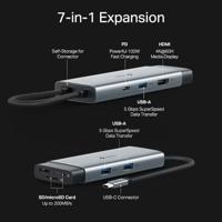 TP-Link UH7021C USB C-hub, PD100W, 4K 60Hz HDMI, 1×USB C, 2× USB A, SD- en microSD-kaarten tot 200 MB/s, plug and play, compatibel met MacOS, Windows, Linux, iPad OS, iOS, Android - thumbnail